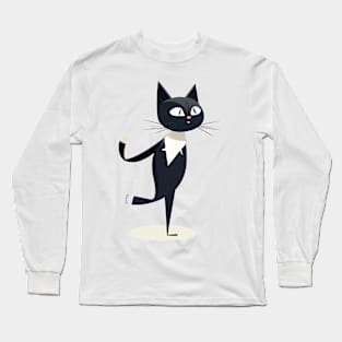 Funny Dancing Black Cat Long Sleeve T-Shirt